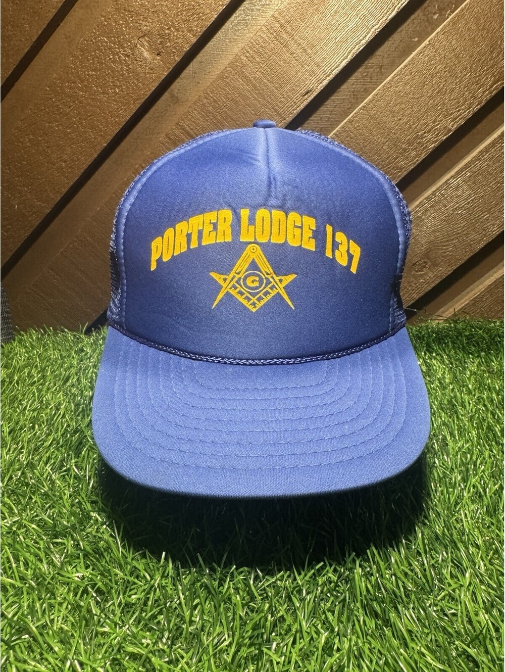 VTG 80s Porter Lodge 137 Masonic Blue Snapback Trucker Hat Nissin Cap Indiana